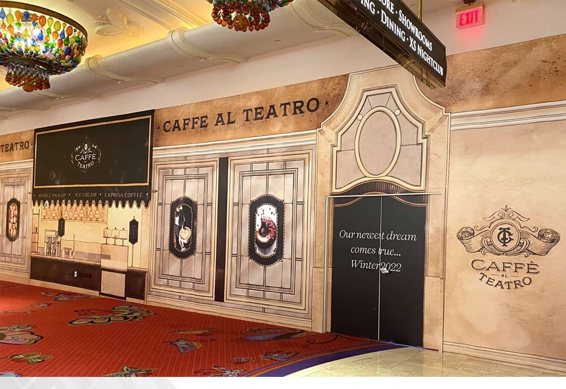 As Wynn Las Vegas nears the announcement of its new show.And the unveiling of its new theater, a nearby cafe is getting a rebrand that seems to fit the theatrical theme. The Cafe, temporarily closed, will reopen as Caffe Al Teatro in late 2022.Caffe Al Teatro in Italian, translates as “cafe at the theater.”As this popular cafe is located near both the Wynn Theater and Encore Theater. In fact, Wynn tried to combine coffee with theater when it was renovating.They collaborated with Goldtop Stone to use Turkey Golden Spider Marble to create medieval-style arches and countertops, giving visitors a sense of time travel. Tourists come to Caffe Al Teatro after watching the drama, order a cup of coffee and sit down for a while. Reminisce about the drama,Feel with the classical atmosphere,Customers can fully relax their body and mind.