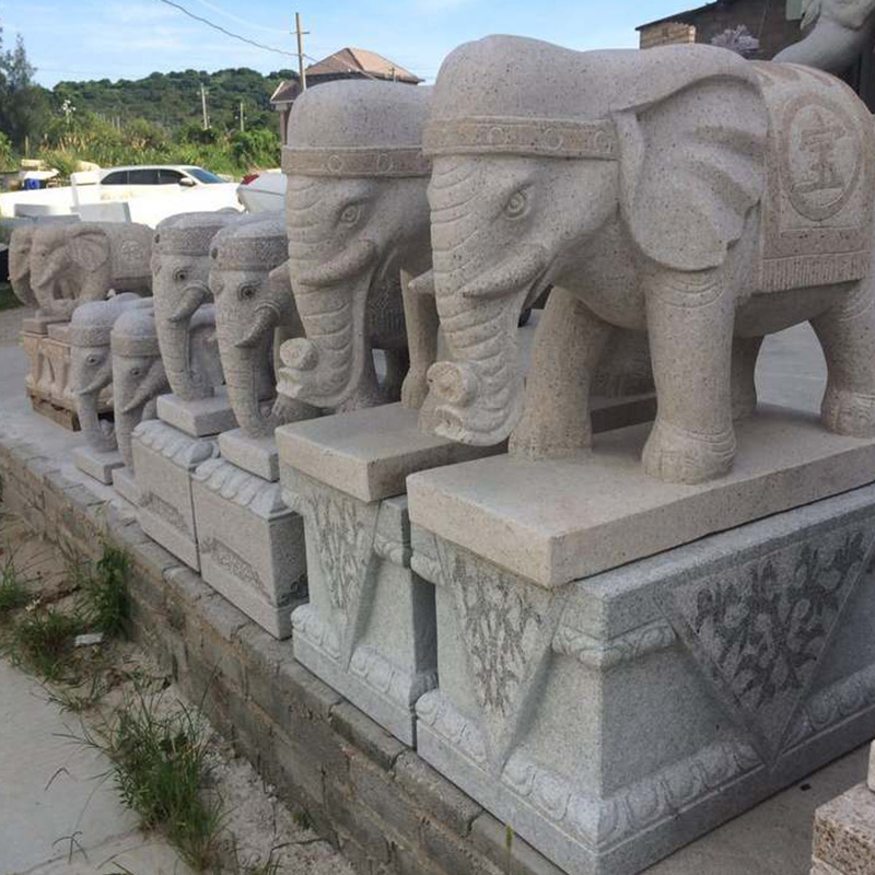 中国花崗岩の象の像動物の装飾品石