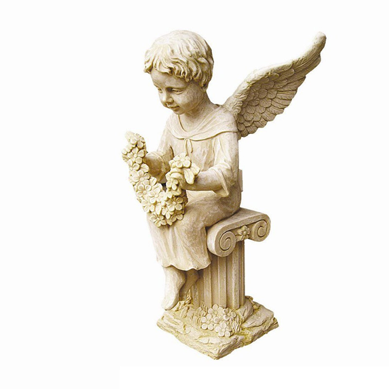 大理石の彫刻の子供の天使の肖像画の石庭の彫像
