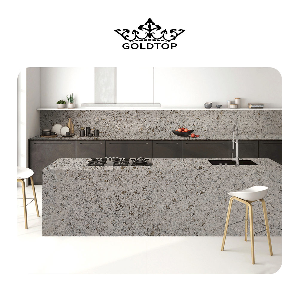 4026 Beige River Marble Quartz Slab