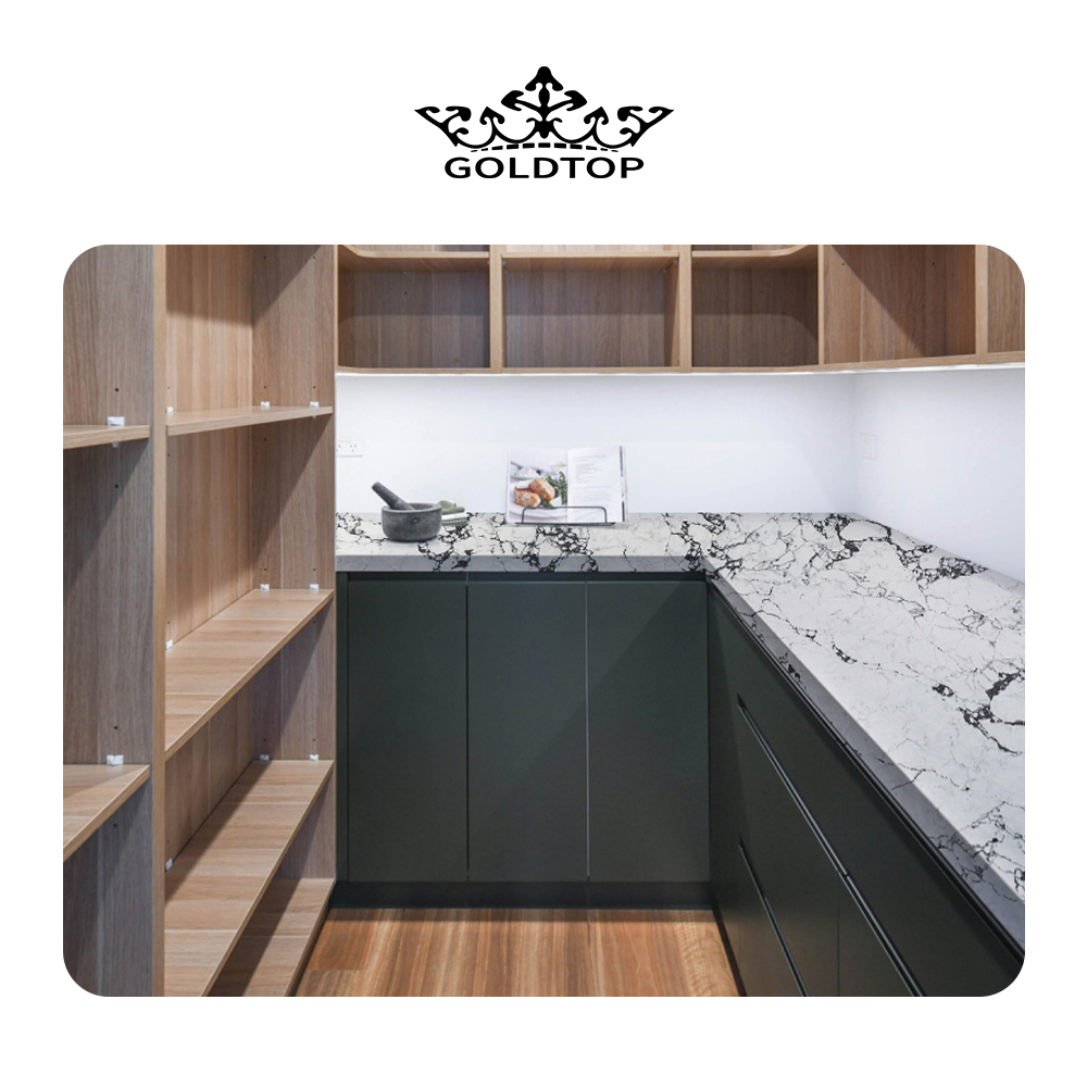 5049 Calacatta Arabescato White Quartz With Black Veins