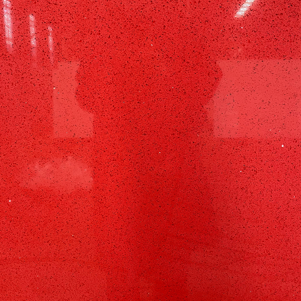 1010 Sparkle Red Quartz Countertops Slab Manufacturer